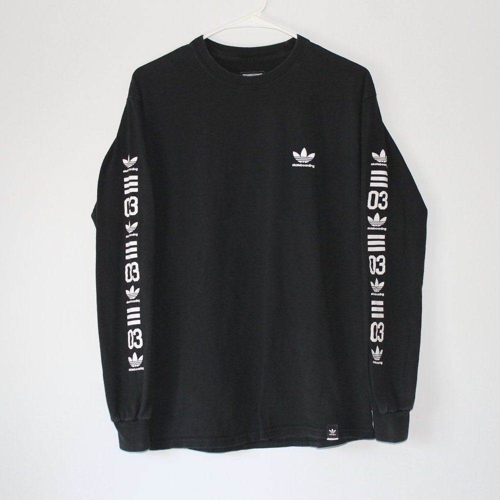 Men's Medium Black Adidas 100% Cotton Long Sleeve Shirt